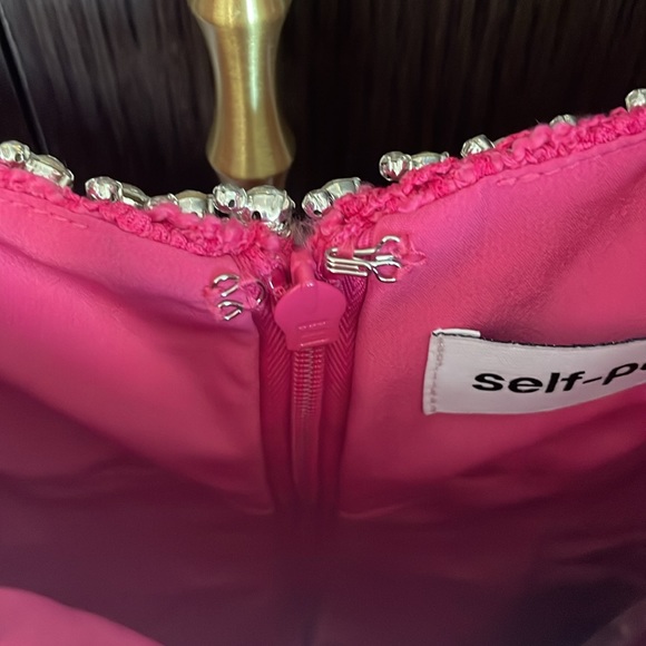 Self-Portrait Pink Round Neck Boucle Tweed Mini Dress with crystals 💖 - Picture 12 of 17